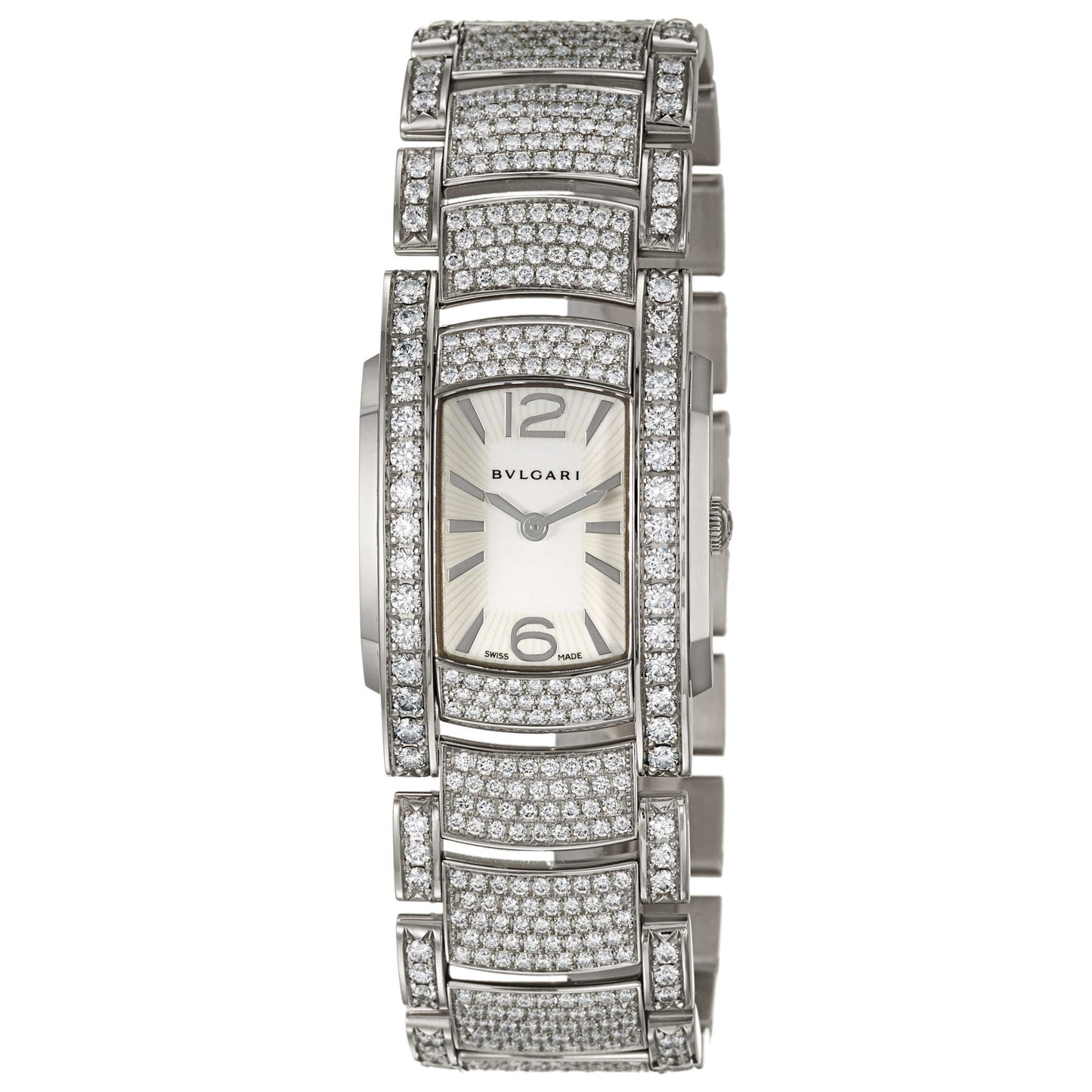 Front view of Bulgari Assioma Women's Swiss Quartz (Battery-Powered) Watch AAW31WGD2GD2