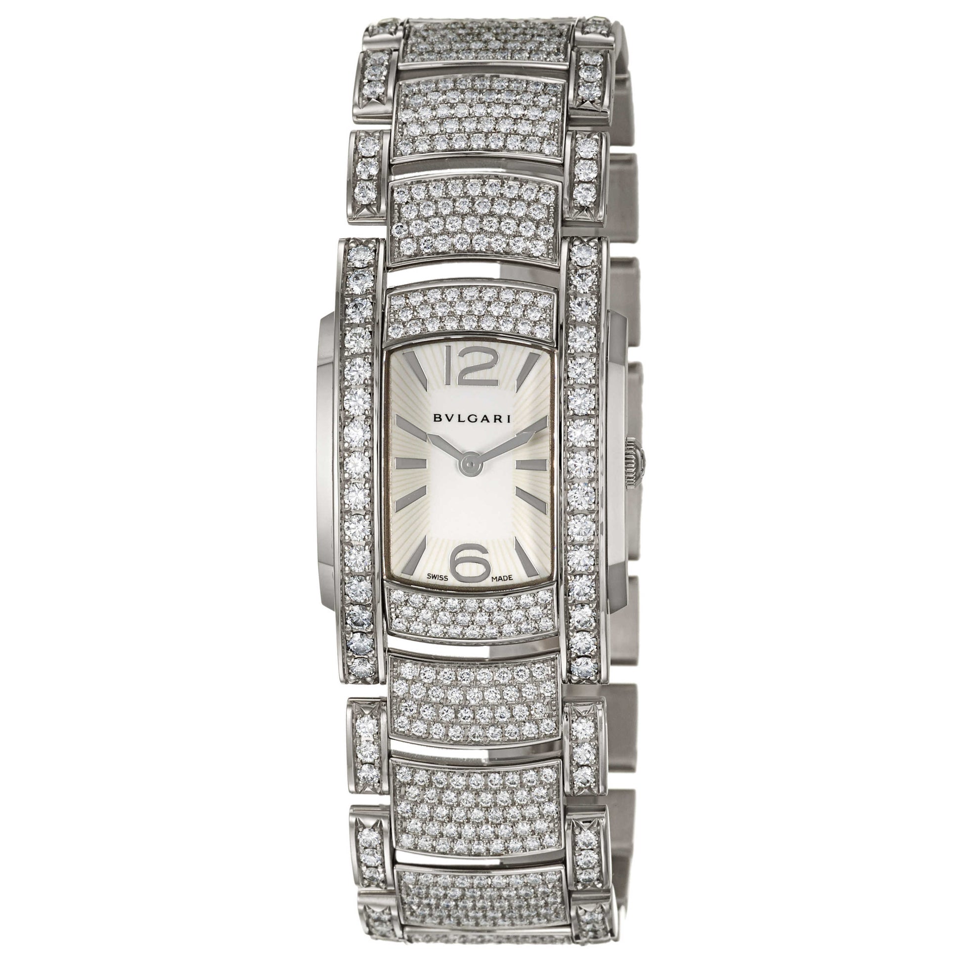 Front view of Bulgari Assioma Women's Swiss Quartz (Battery-Powered) Watch AAW31WGD2GD2