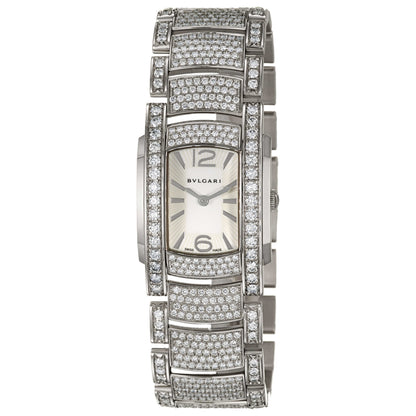 Front view of Bulgari Assioma Women's Swiss Quartz (Battery-Powered) Watch AAW31WGD2GD2