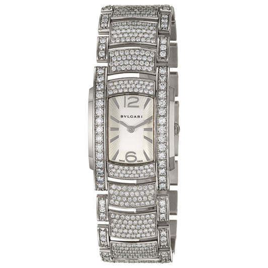 Front view of Bulgari Assioma Women's Swiss Quartz (Battery-Powered) Watch AAW31WGD2GD2
