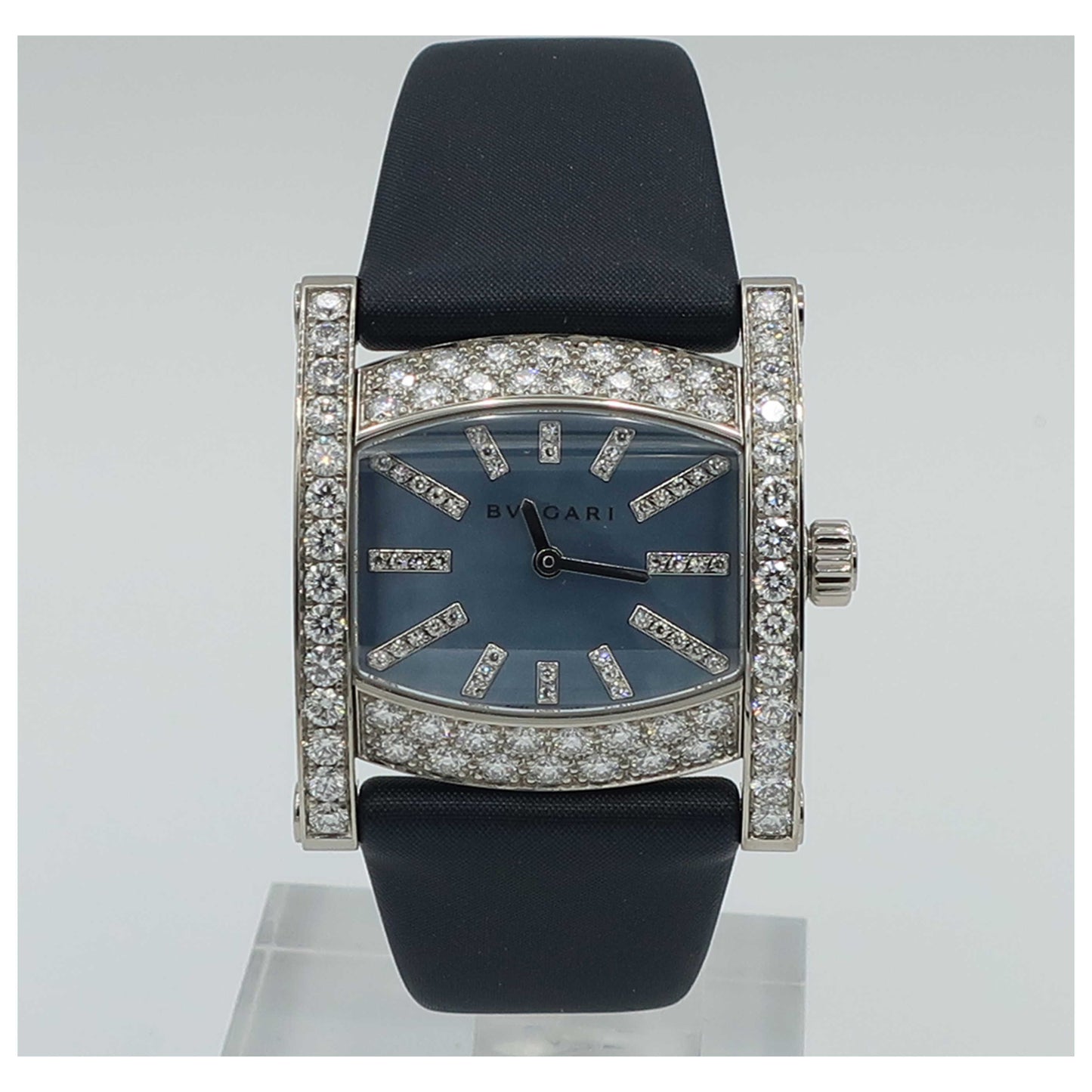 Front view of Bulgari Assioma Women's Swiss Quartz (Battery-Powered) Watch AAW36D2BL-12-SD