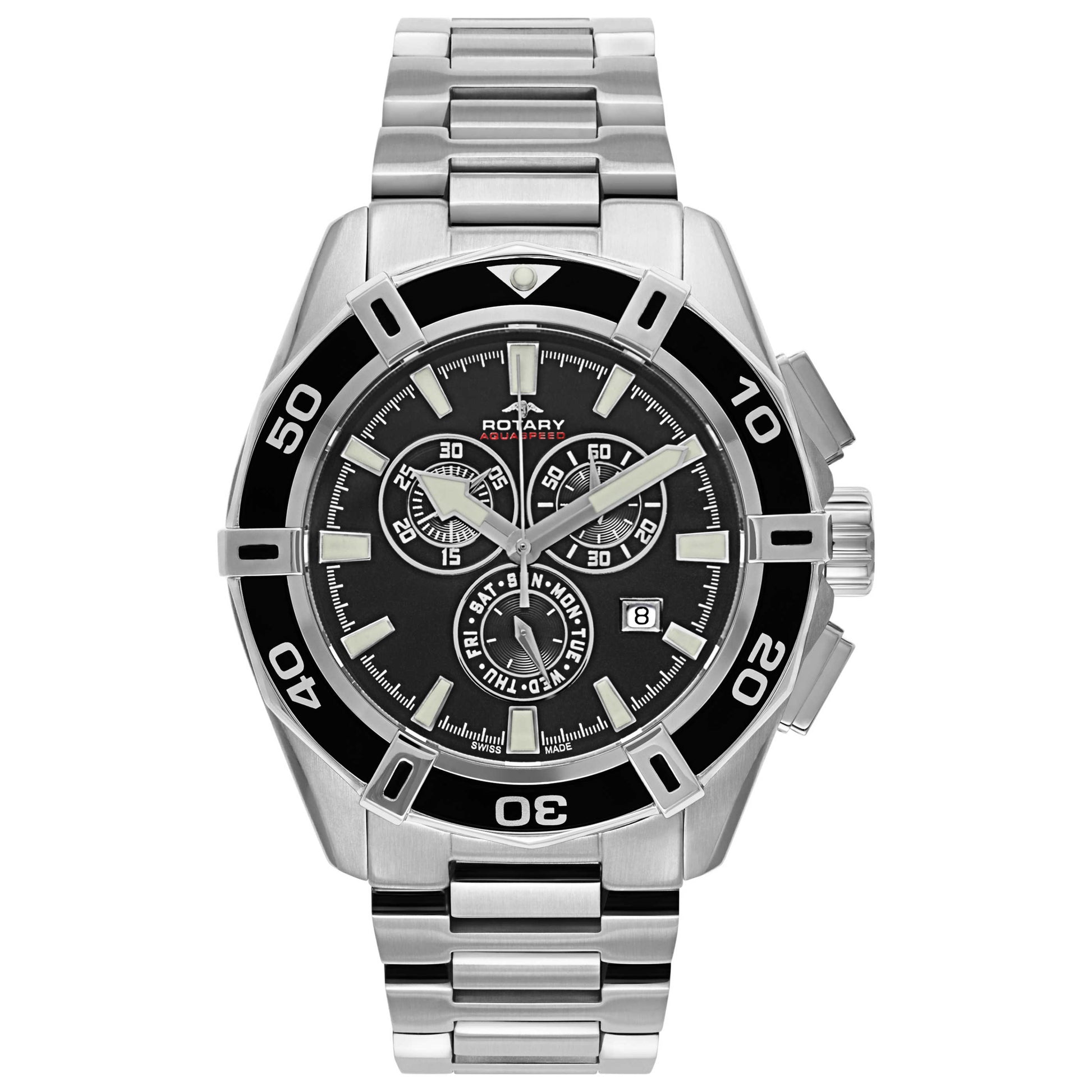 Front view of Rotary Aquaspeed Men's Swiss Quartz (Battery-Powered) Watch AGB90089-C-04