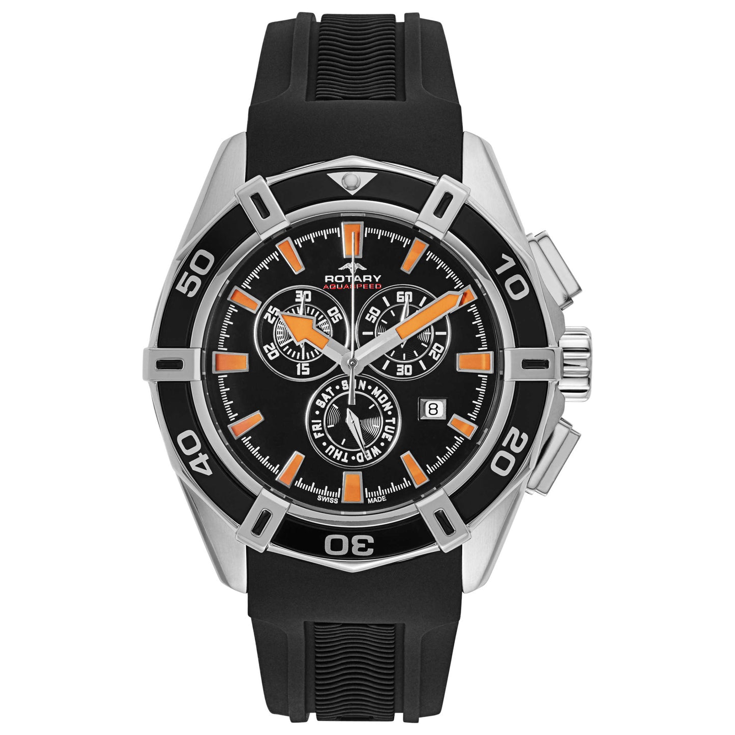 Front view of Rotary Aquaspeed Men's Swiss Quartz (Battery-Powered) Watch AGS90088-C-04
