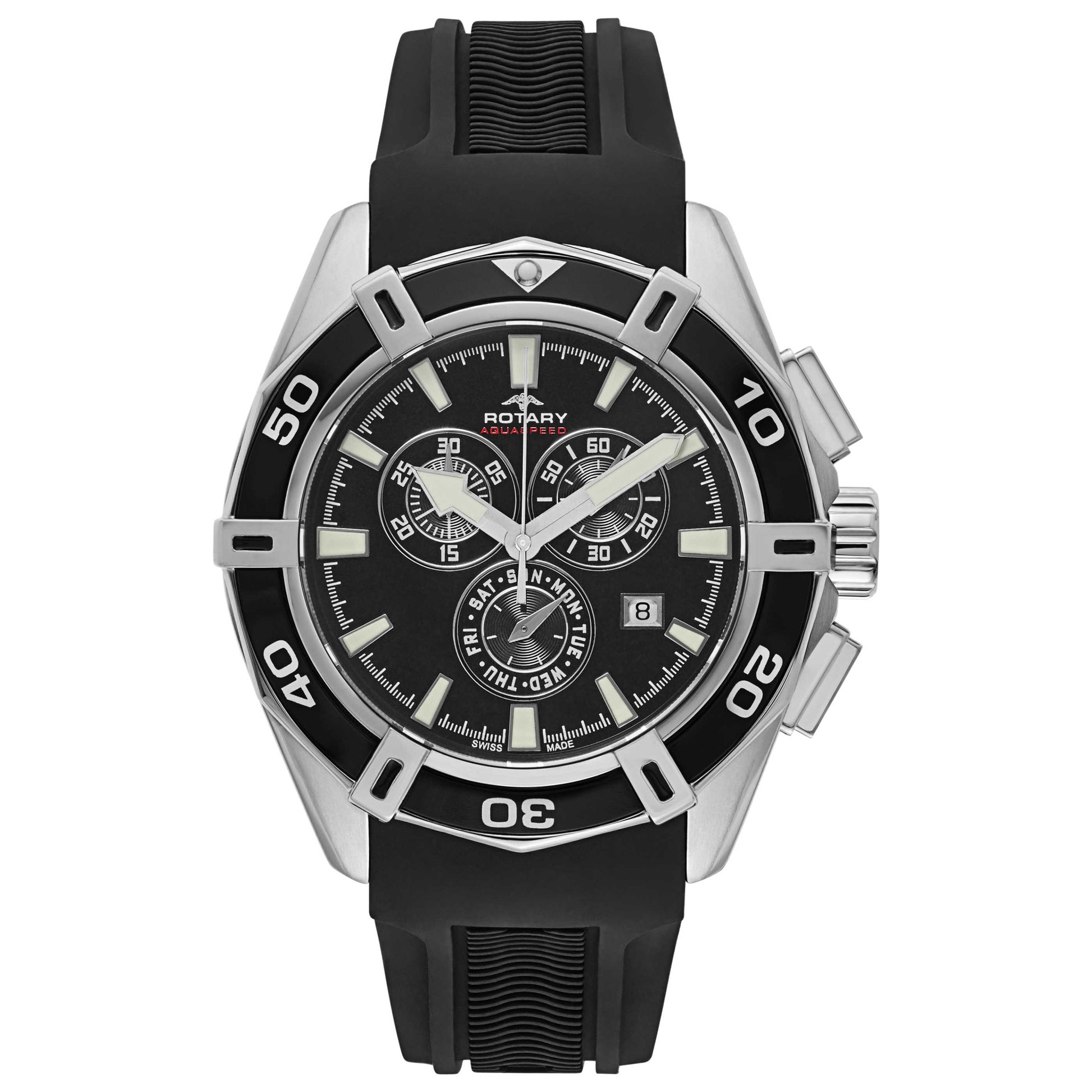 Front view of Rotary Aquaspeed Men's Swiss Quartz (Battery-Powered) Watch AGS90089-C-04