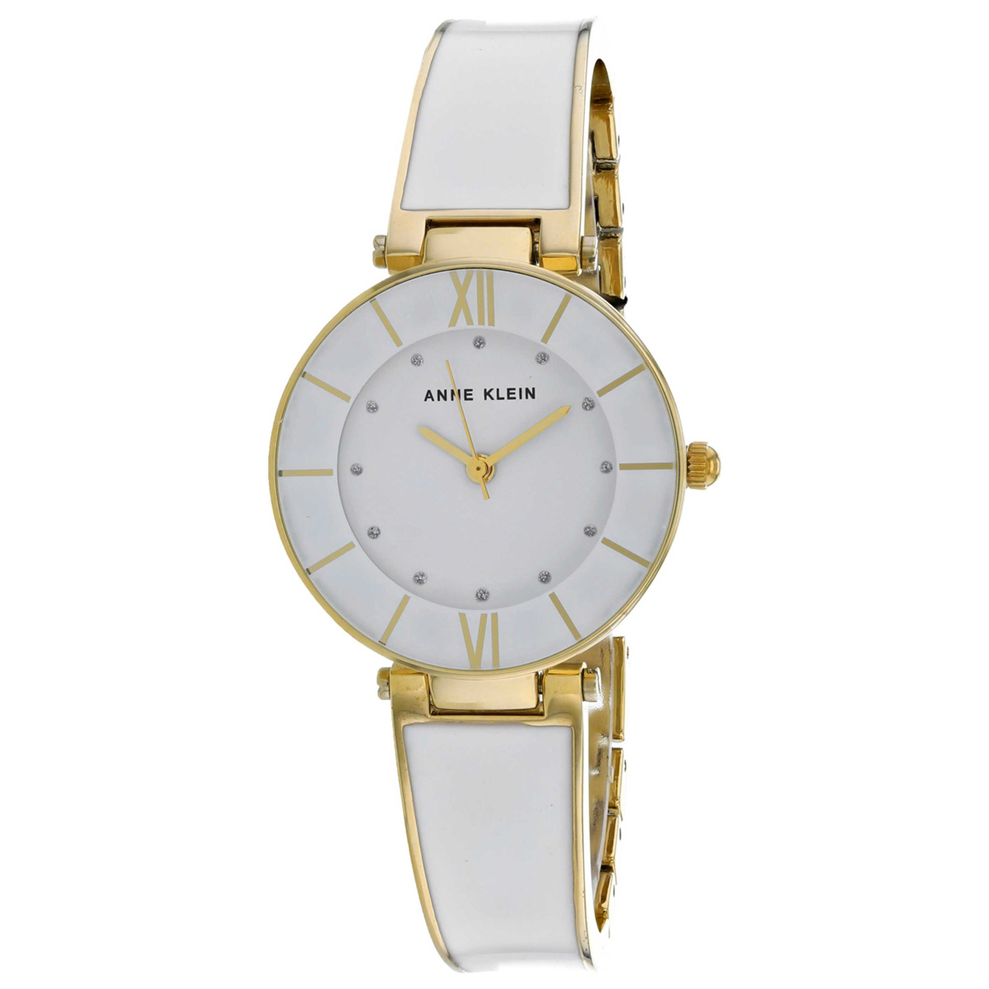 Front view of Anne Klein Glitter Accented Enamel Bow Women's Quartz Watch AK-3510GPST