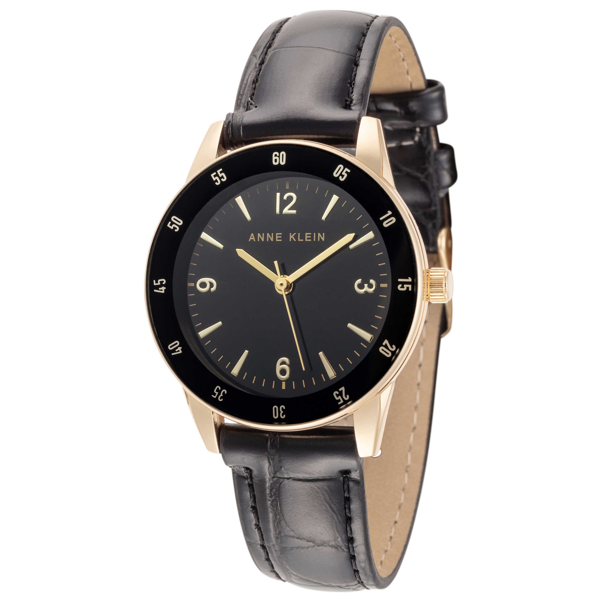 Front view of Anne Klein Coco Grain Women's Quartz Watch AK-3706GPBK
