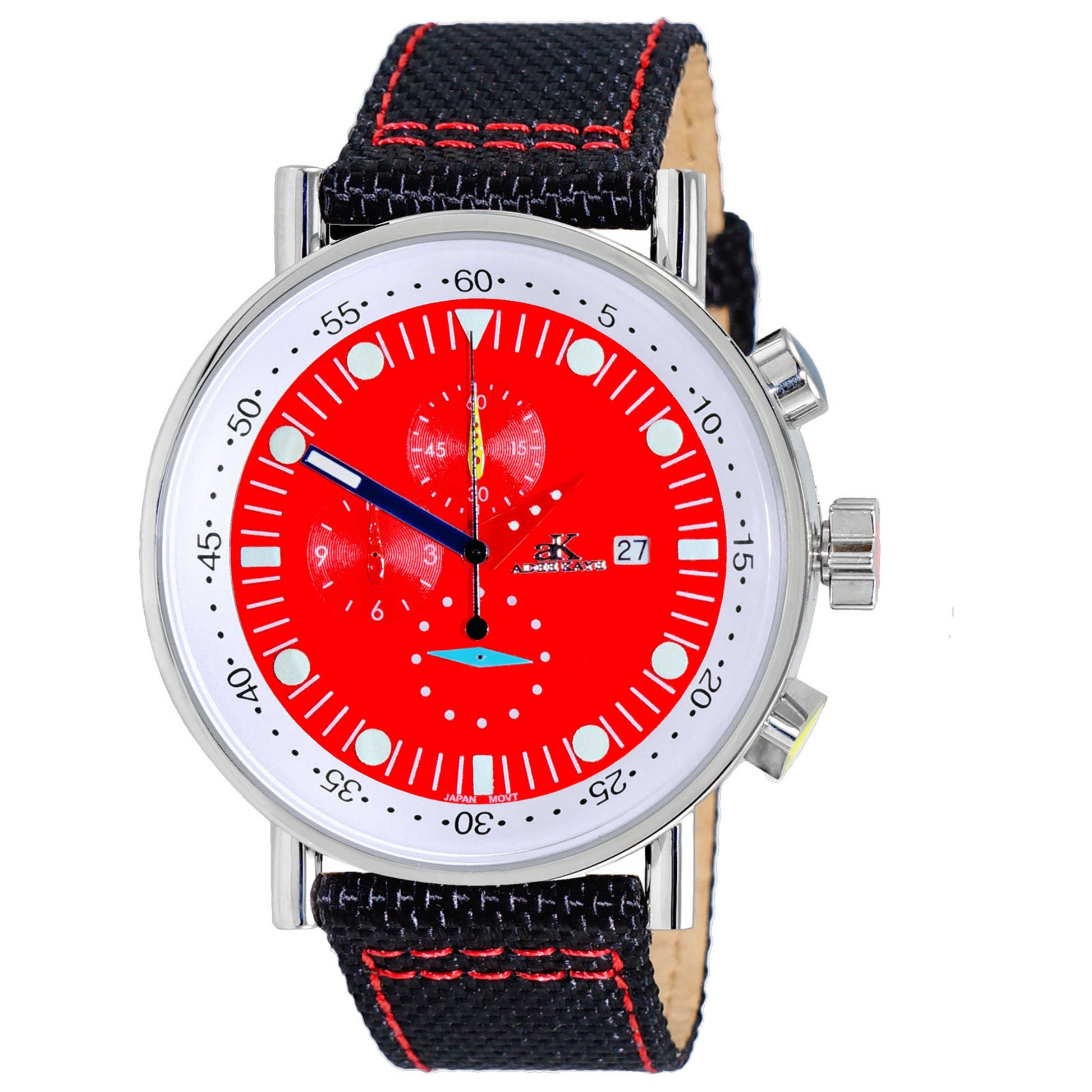 Front view of Adee Kaye Men's Quartz Watch AK2267-40RD