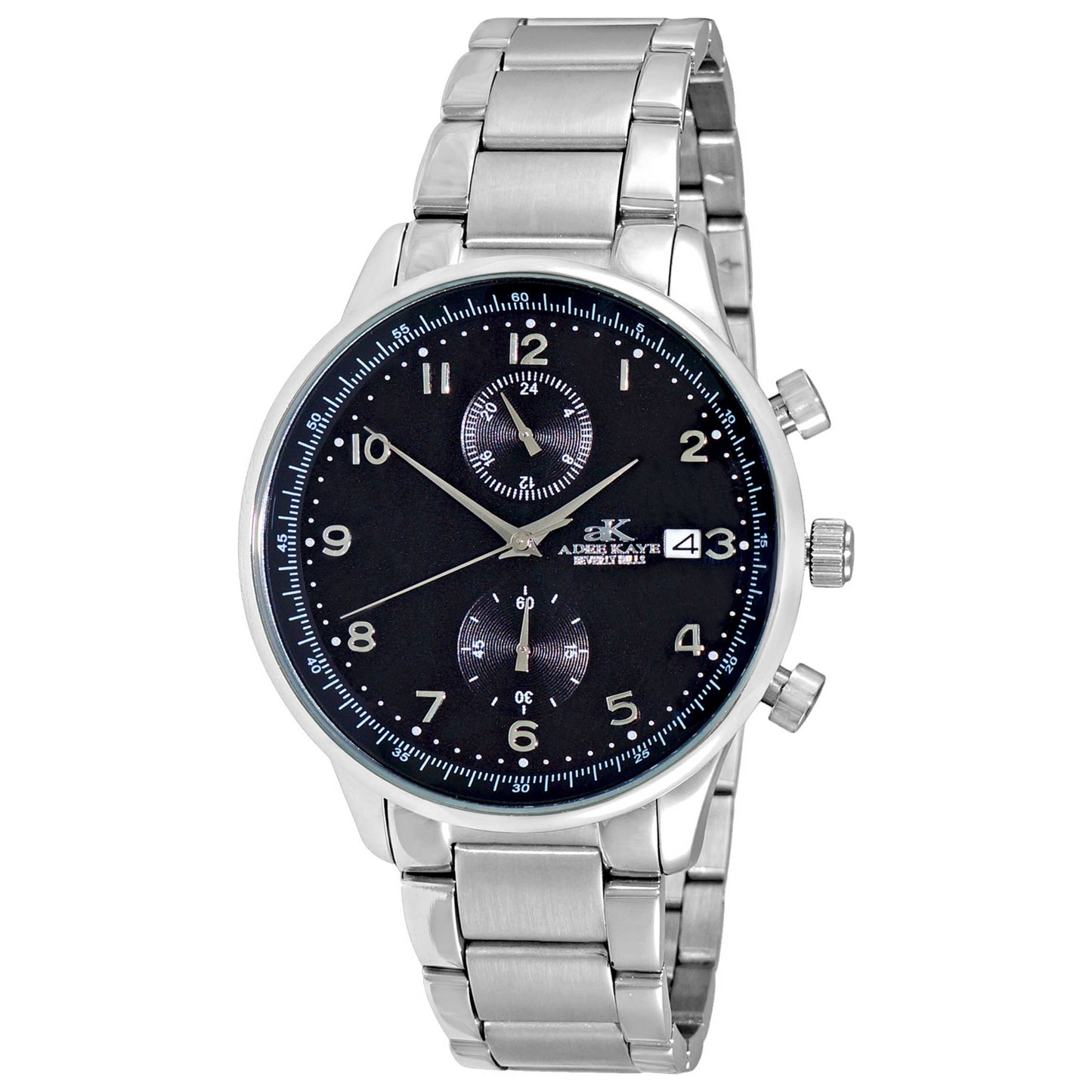 Front view of Adee Kaye Men's Quartz Watch AK7501-MBK