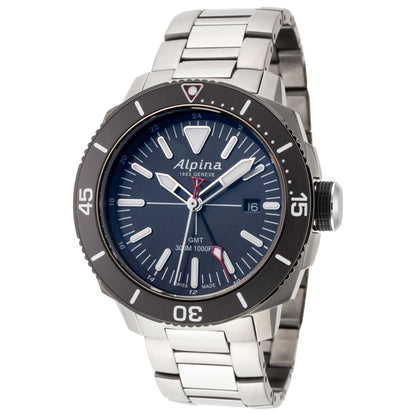 Front view of Alpina Seastrong Diver GMT Men's Quartz Watch AL-247LGG4TV6B