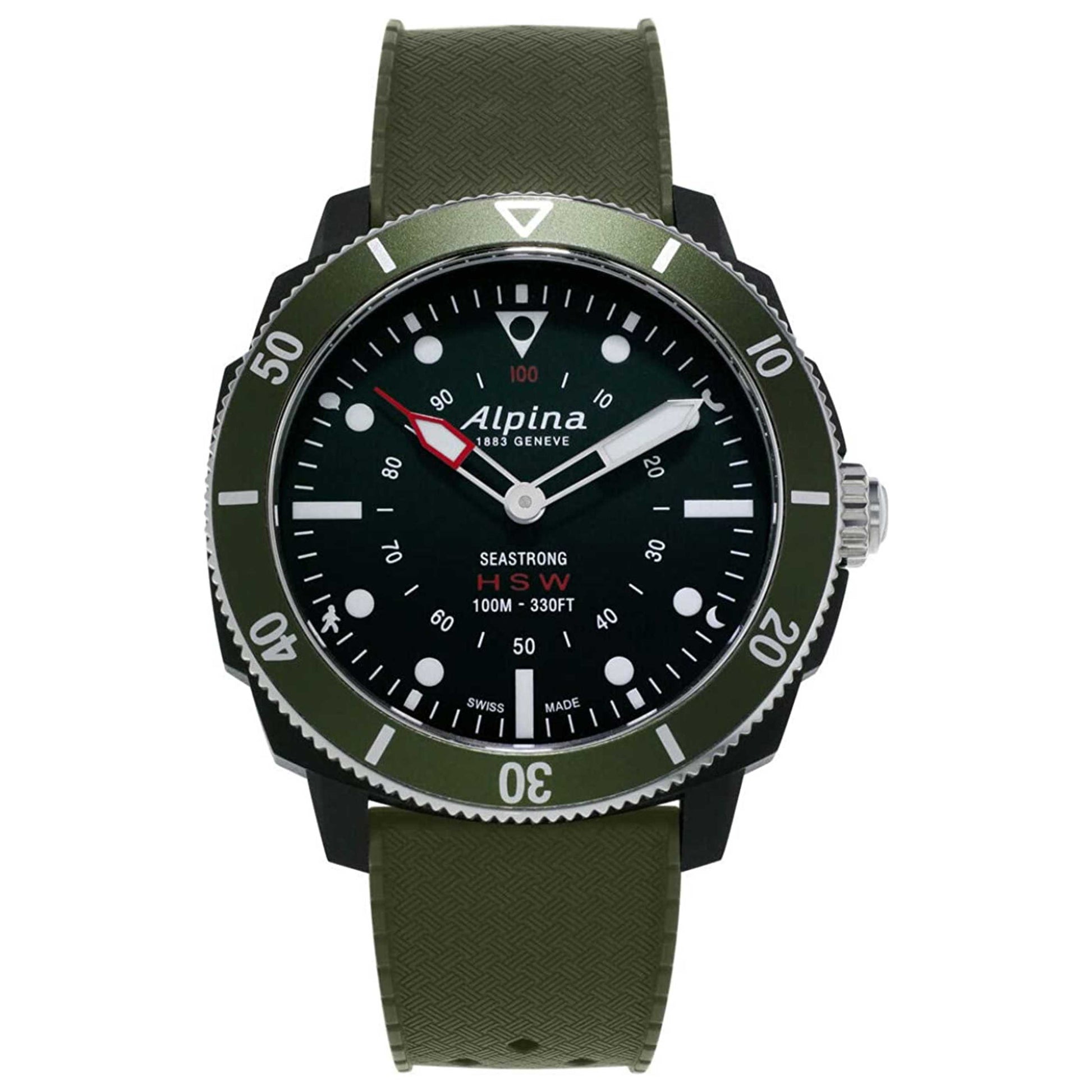 Front view of Alpina Seastrong Men's Quartz Watch AL-282LBGR4V6