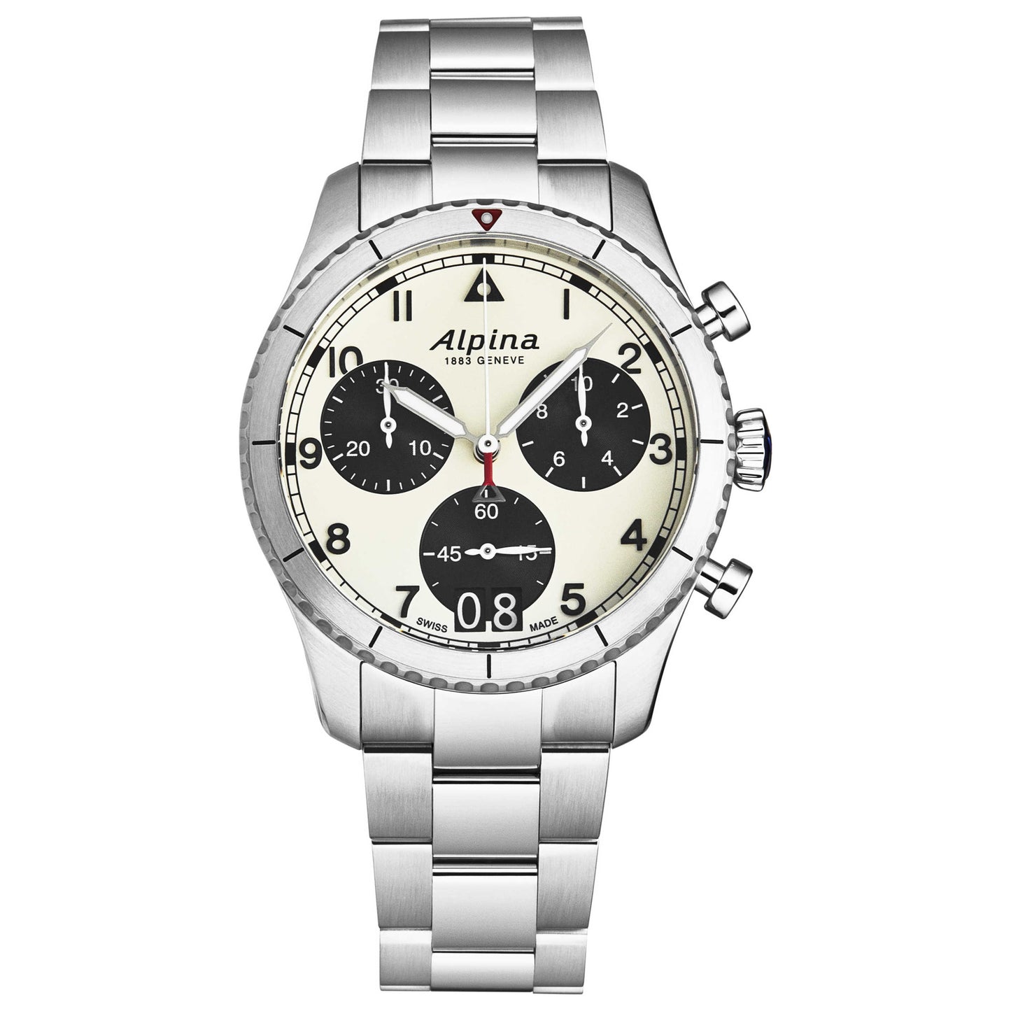 Front view of Alpina Smartimer Men's Quartz Watch AL372WB4S26B