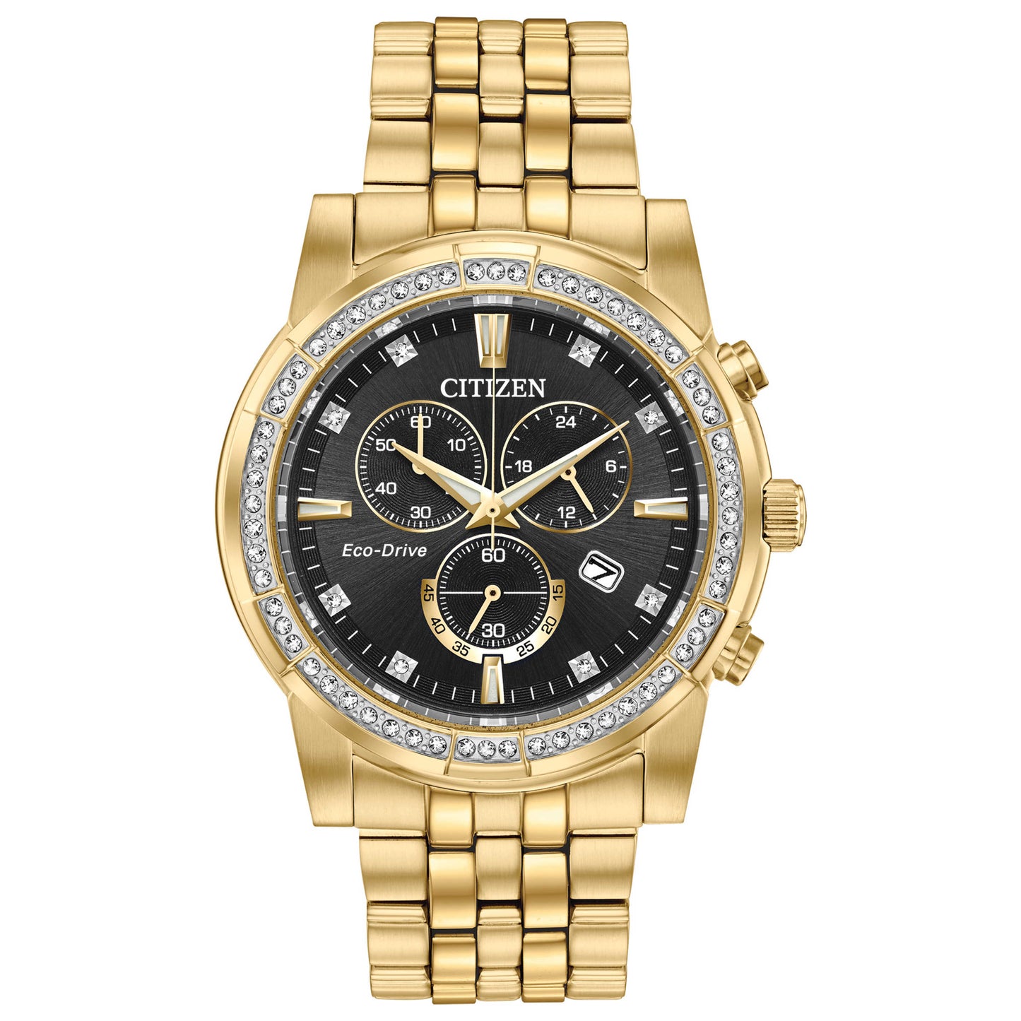Front view of Citizen Crystal Men's Solar Powered Quartz Eco-Drive Watch AT2452-52E