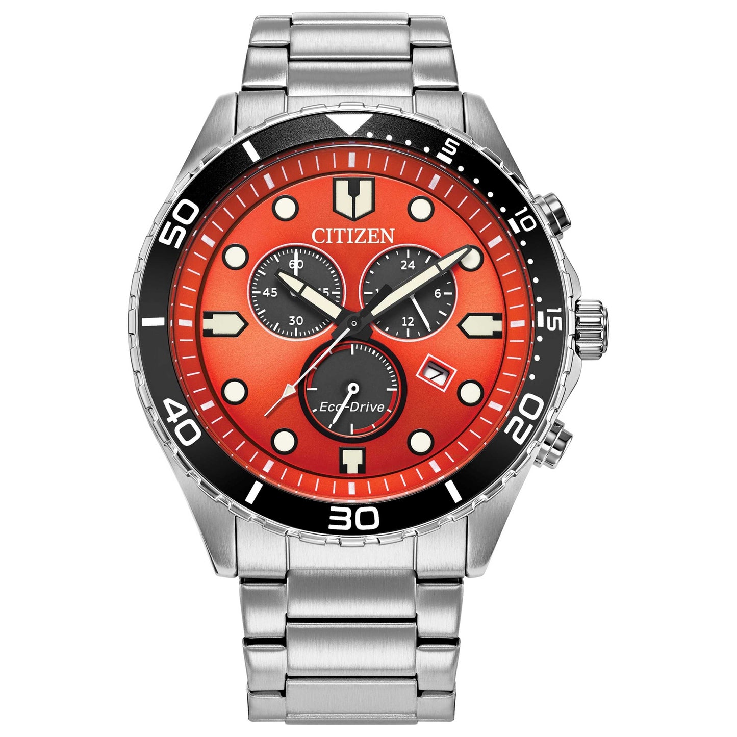Front view of Citizen Sporty Aqua Men's Solar Powered Quartz Eco-Drive Watch AT2560-84X