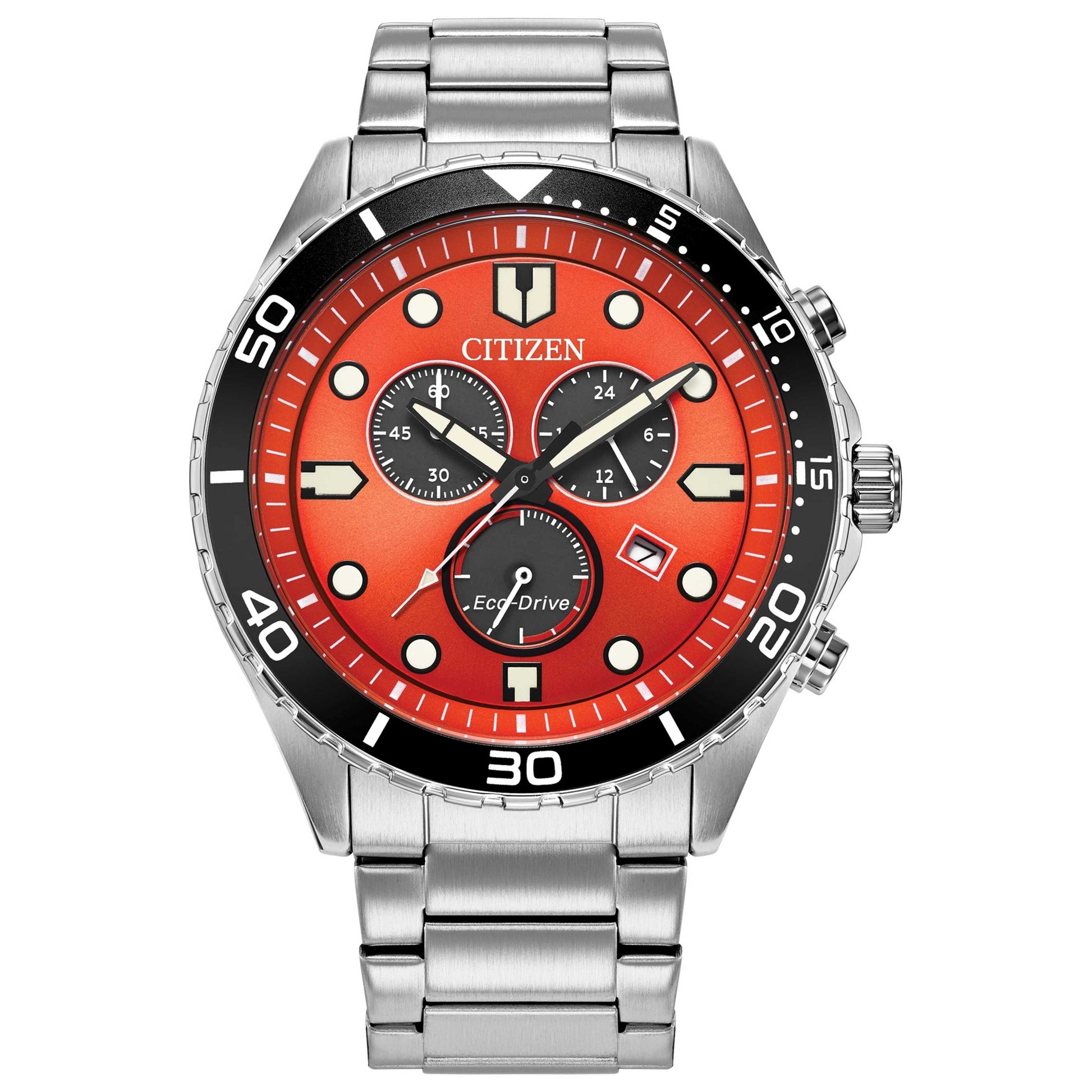 Front view of Citizen Sporty Aqua Men's Solar Powered Quartz Eco-Drive Watch AT2560-84X
