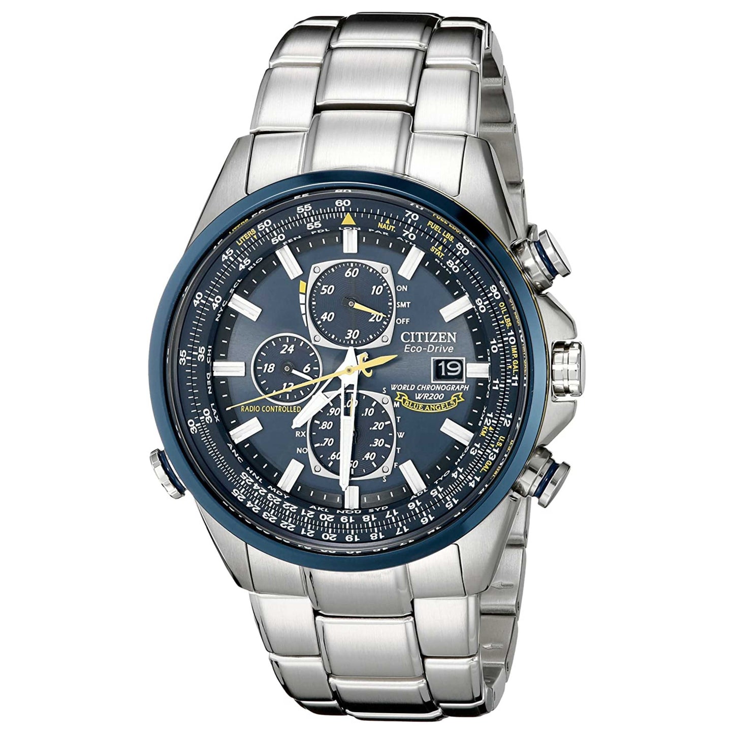 Front view of Citizen Blue Angels Men's Solar Powered Quartz Eco-Drive Watch AT8020-54L