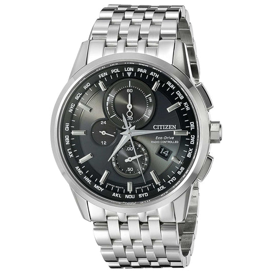 Front view of Citizen World Time A-T Men's Solar Powered Quartz Eco-Drive Watch AT8110-53E
