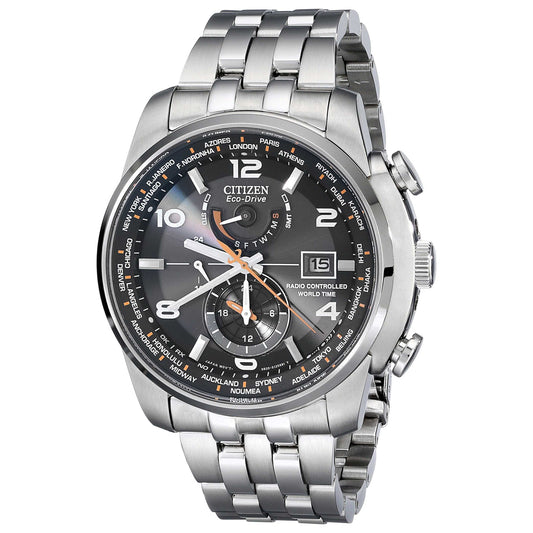 Front view of Citizen World Time A-T Men's Solar Powered Quartz Eco-Drive Watch AT9010-52E