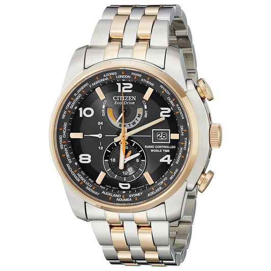 Front view of Citizen World Time A-T Men's Solar Powered Quartz Eco-Drive Watch AT9016-56H