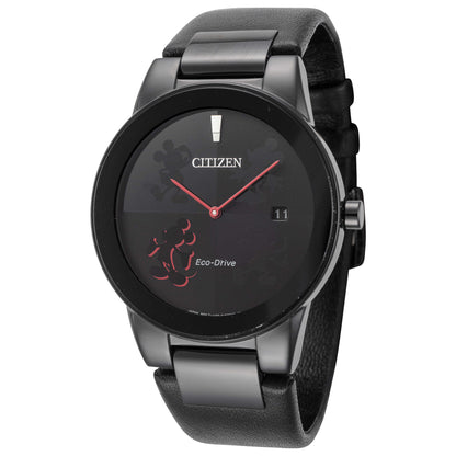 Front view of Citizen Mickey Mouse Men's Solar Powered Quartz Eco-Drive Watch AU1069-06W