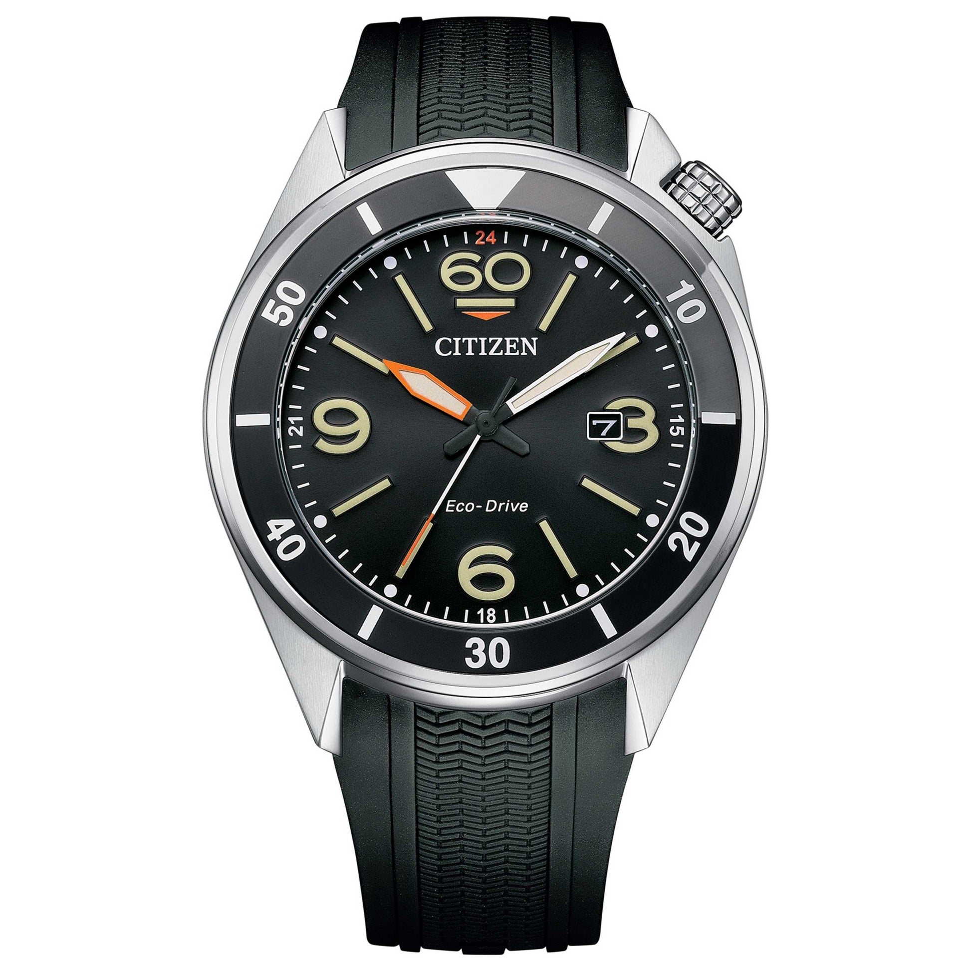 Front view of Citizen Weekender Men's Solar Powered Quartz Eco-Drive Watch AW1710-04E