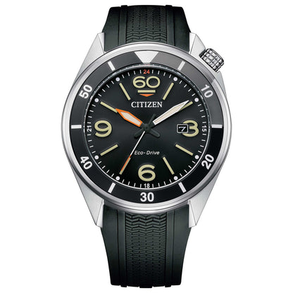 Front view of Citizen Weekender Men's Solar Powered Quartz Eco-Drive Watch AW1710-04E