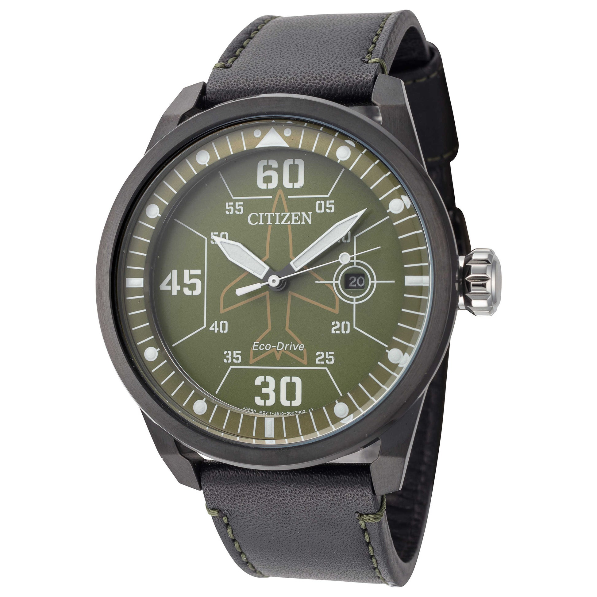 Front view of Citizen Avion Men's Solar Powered Quartz Eco-Drive Watch AW1735-03X