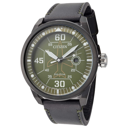 Front view of Citizen Avion Men's Solar Powered Quartz Eco-Drive Watch AW1735-03X