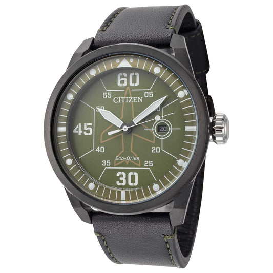 Front view of Citizen Avion Men's Solar Powered Quartz Eco-Drive Watch AW1735-03X