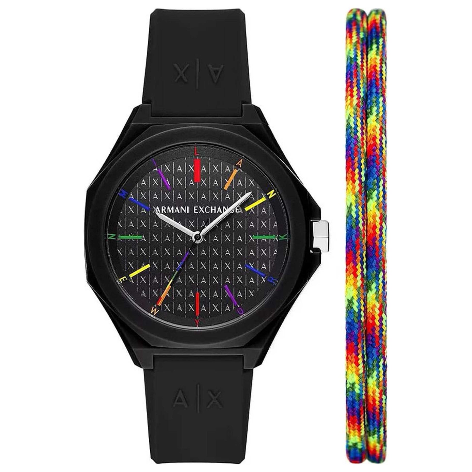 Front view of Armani Exchange Andrea Women's Quartz Watch AX7158SET