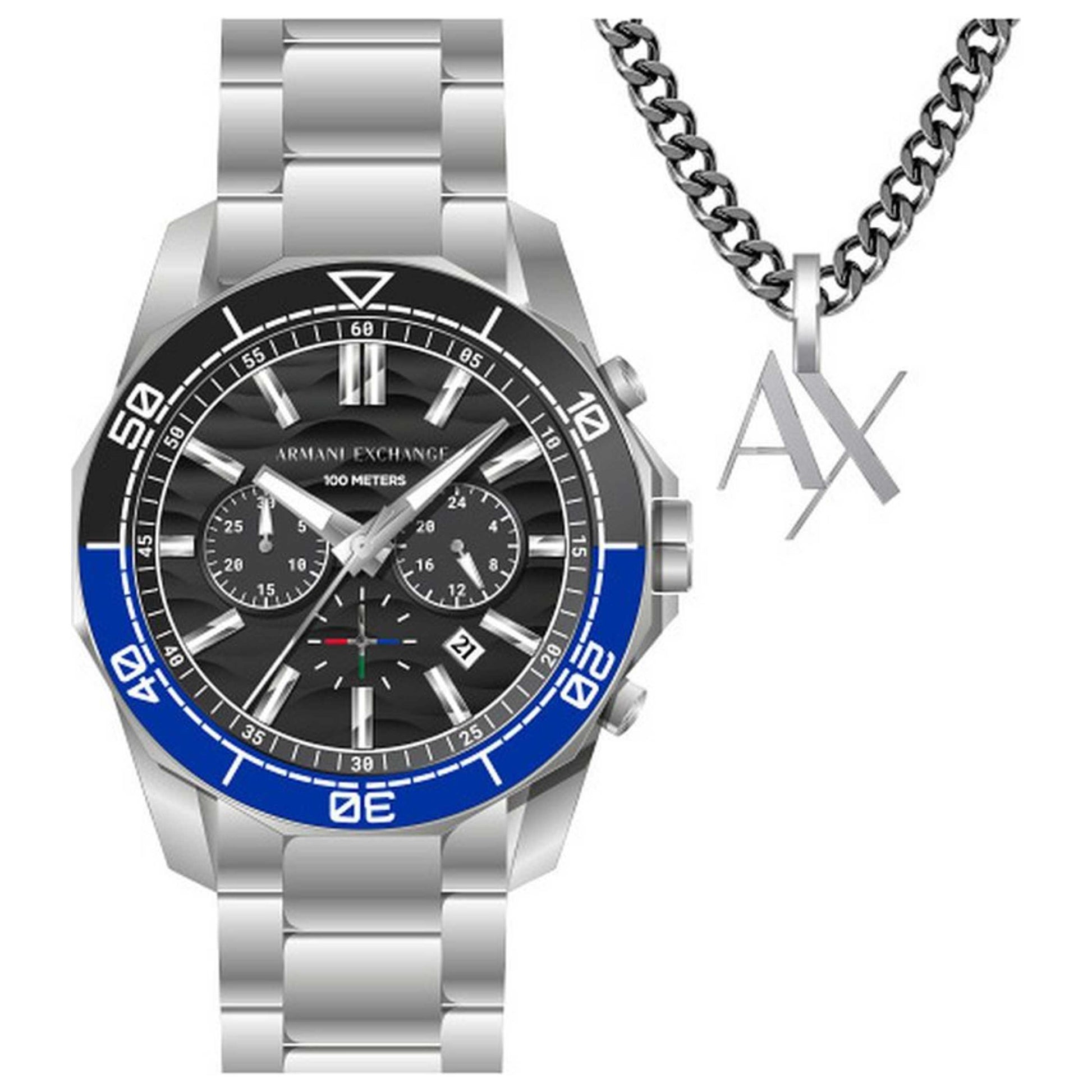 Front view of Armani Exchange Spencer Men's Quartz Watch AX7166SET