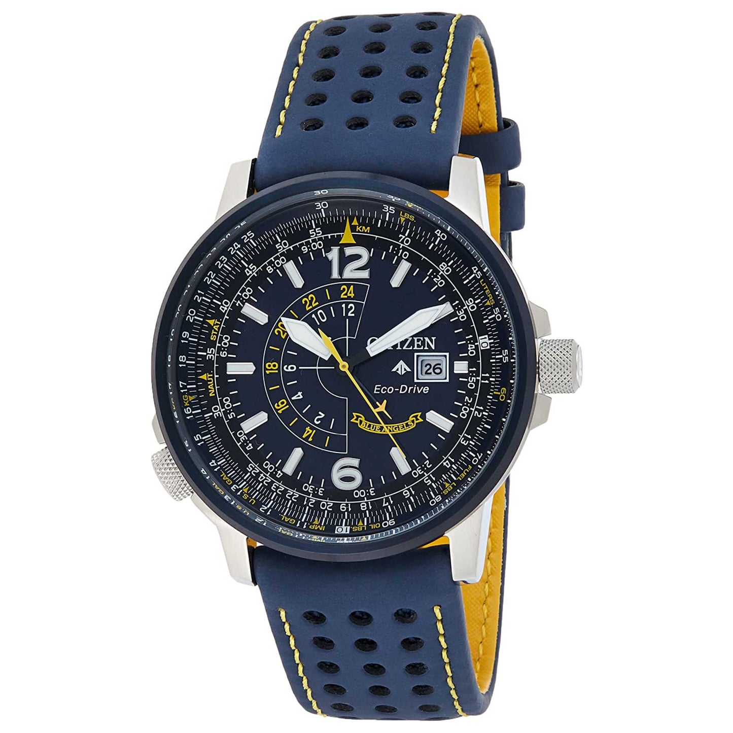 Front view of Citizen Blue Angels Men's Solar Powered Quartz Eco-Drive Watch BJ7007-02L