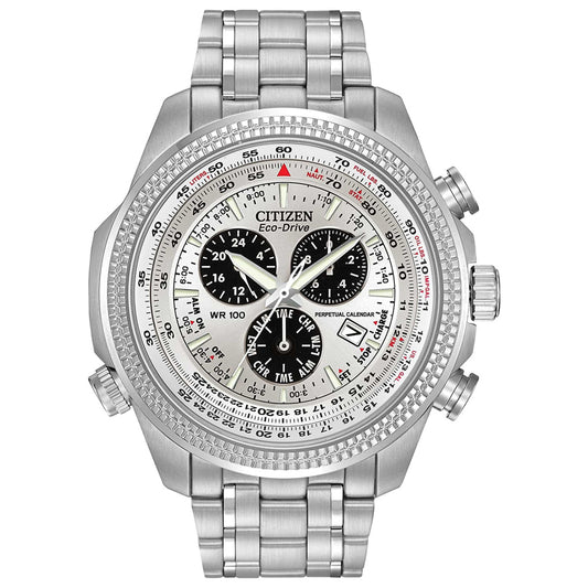 Front view of Citizen Perpetual Chrono A-T Men's Solar Powered Quartz Eco-Drive Watch BL5400-52A