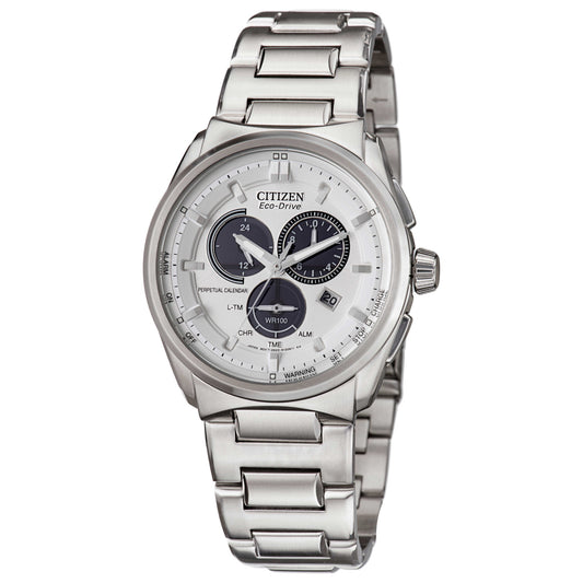 Front view of Citizen Perpetual Calendar Men's Solar Powered Quartz Eco-Drive Watch BL5480-53A
