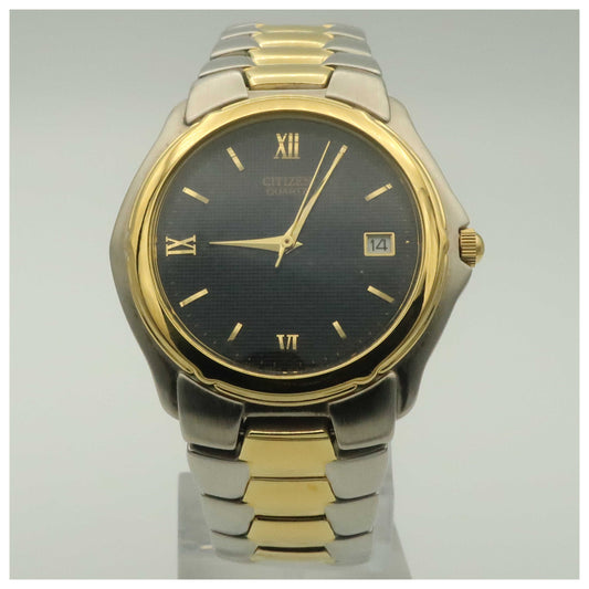 Front view of Citizen Elektra Men's Solar Powered Quartz Eco-Drive Watch BM0724-51E-PO