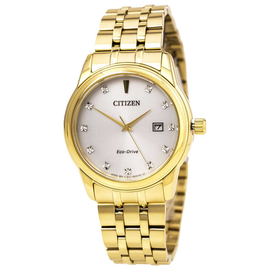 Front view of Citizen Diamond Men's Solar Powered Quartz Eco-Drive Watch BM7342-50A