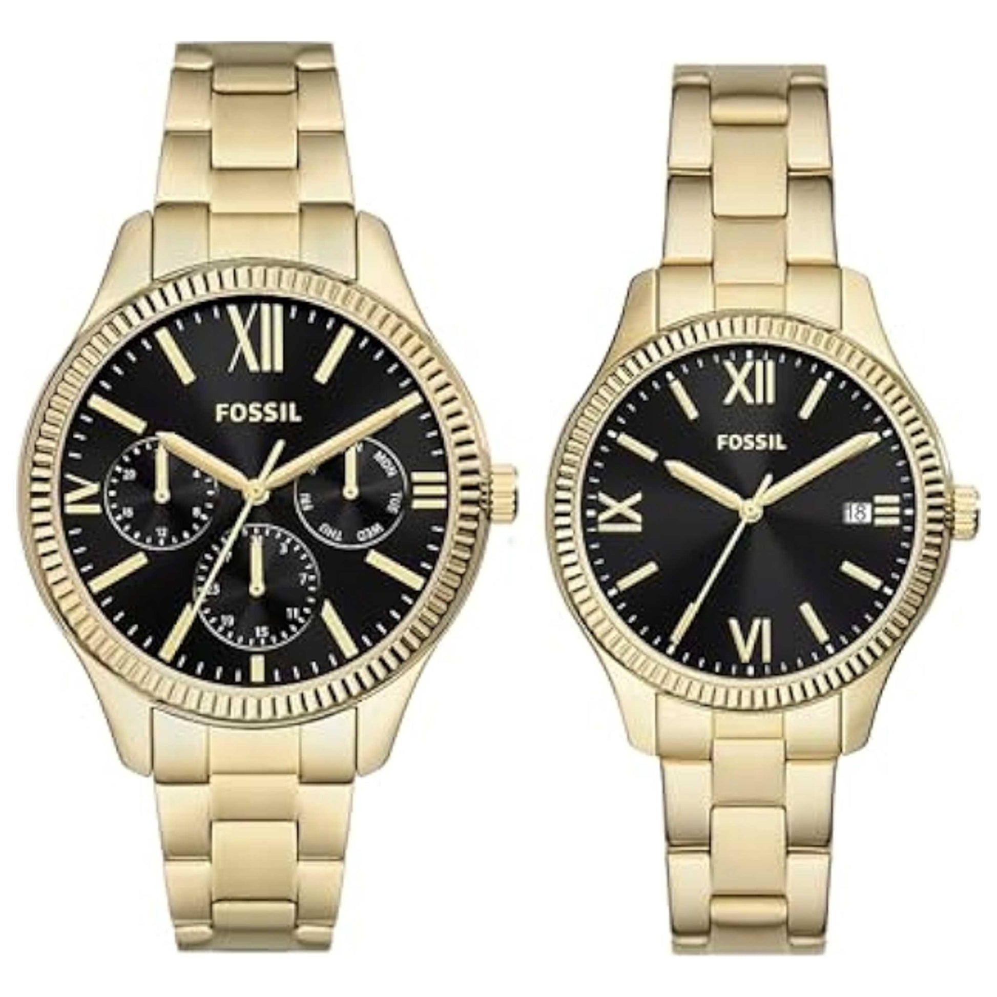 Front view of Fossil His and Hers Unisex Quartz Watch BQ2829SET