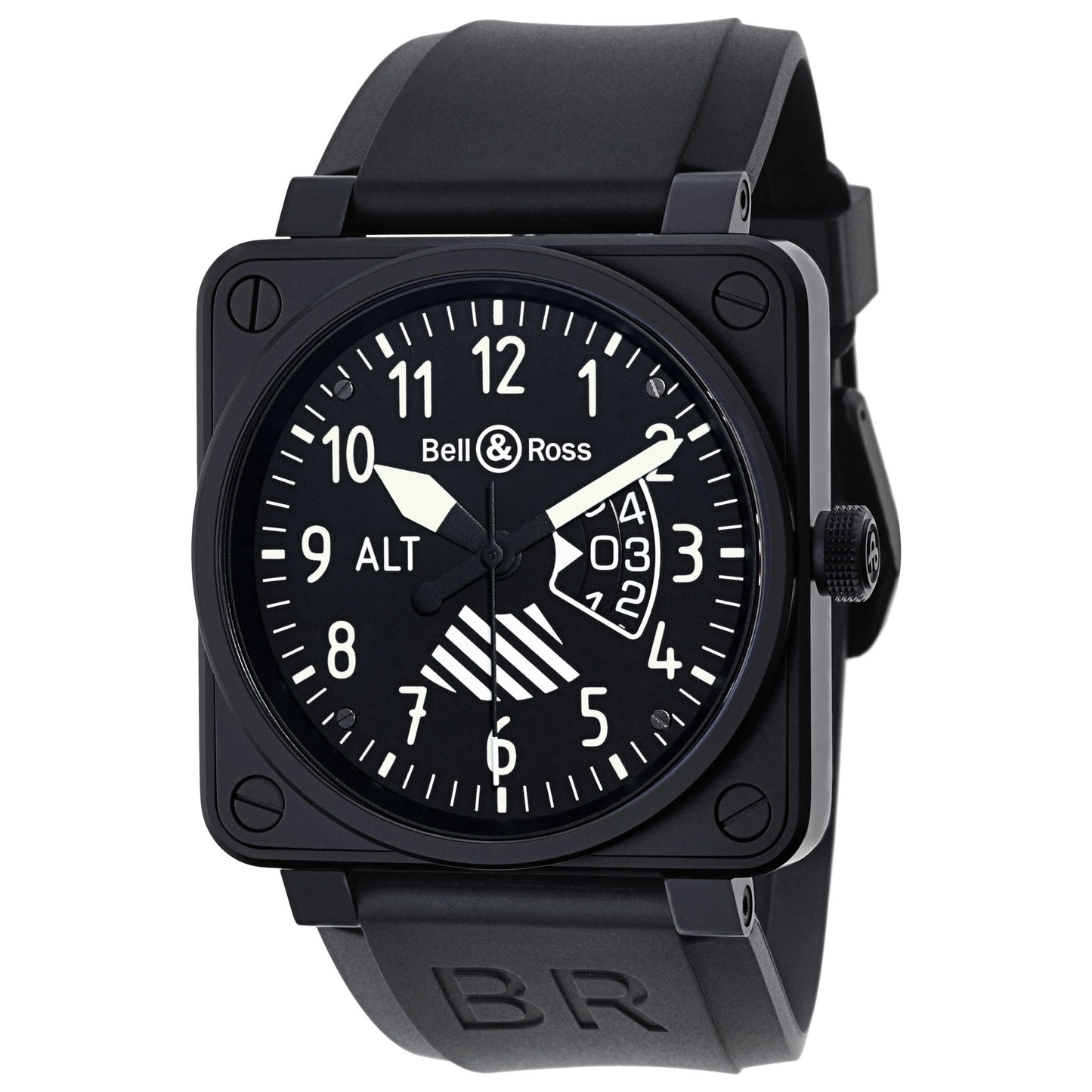 Front view of Bell & Ross Aviation Men's Automatic Watch BR01-ALTIMETER