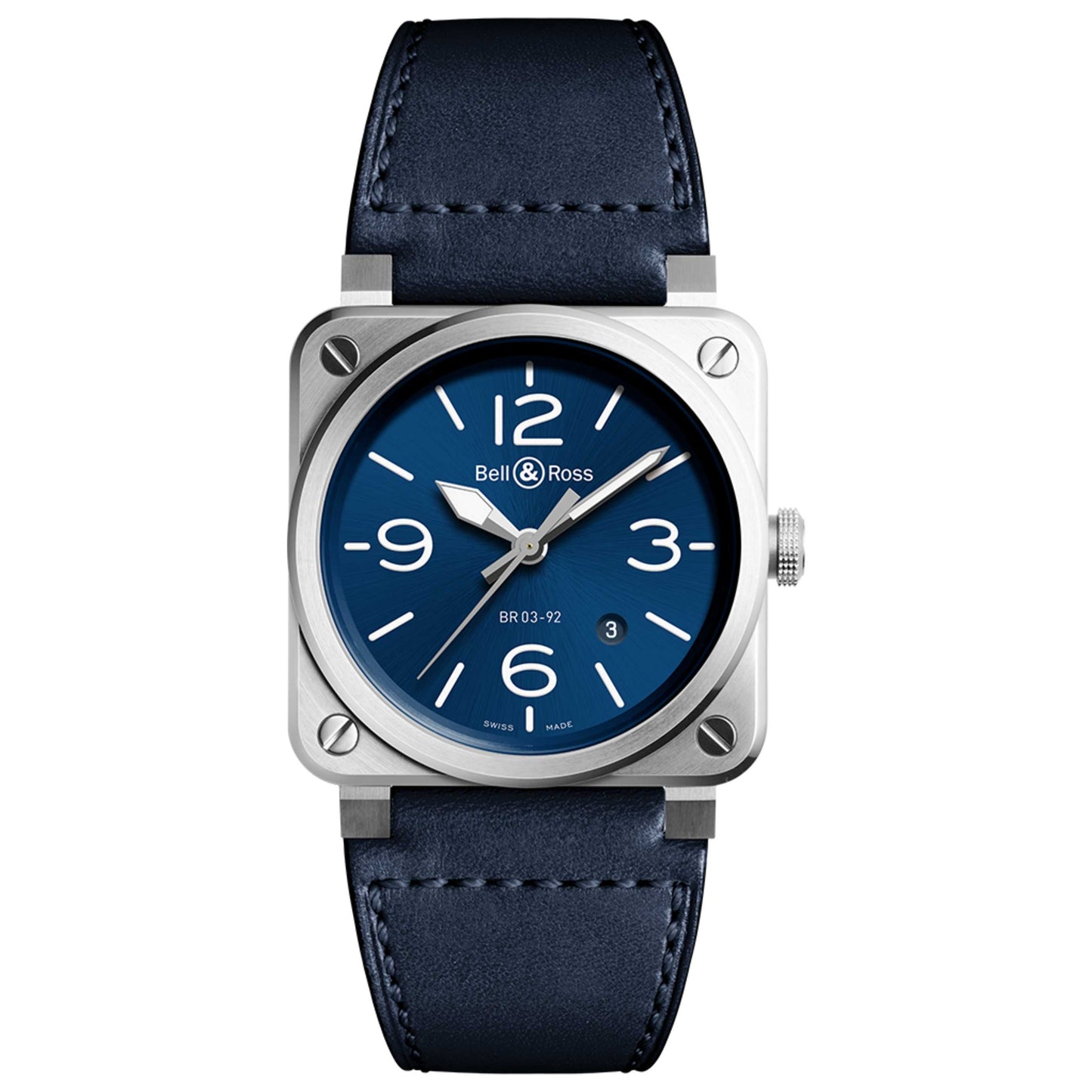Front view of Bell & Ross Aviation Men's Automatic Watch BR0392-BLU-ST/SCA