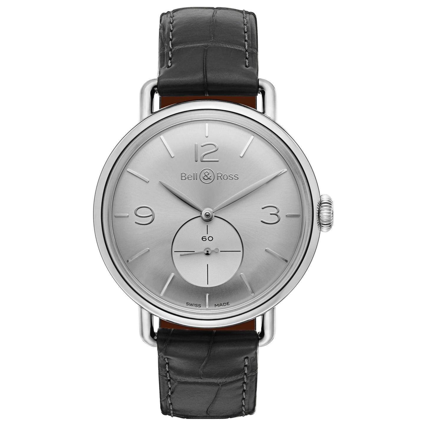 Front view of Bell & Ross WW1 Men's Manual-Wind Watch BRWW1-ME-AG-SI-SCR