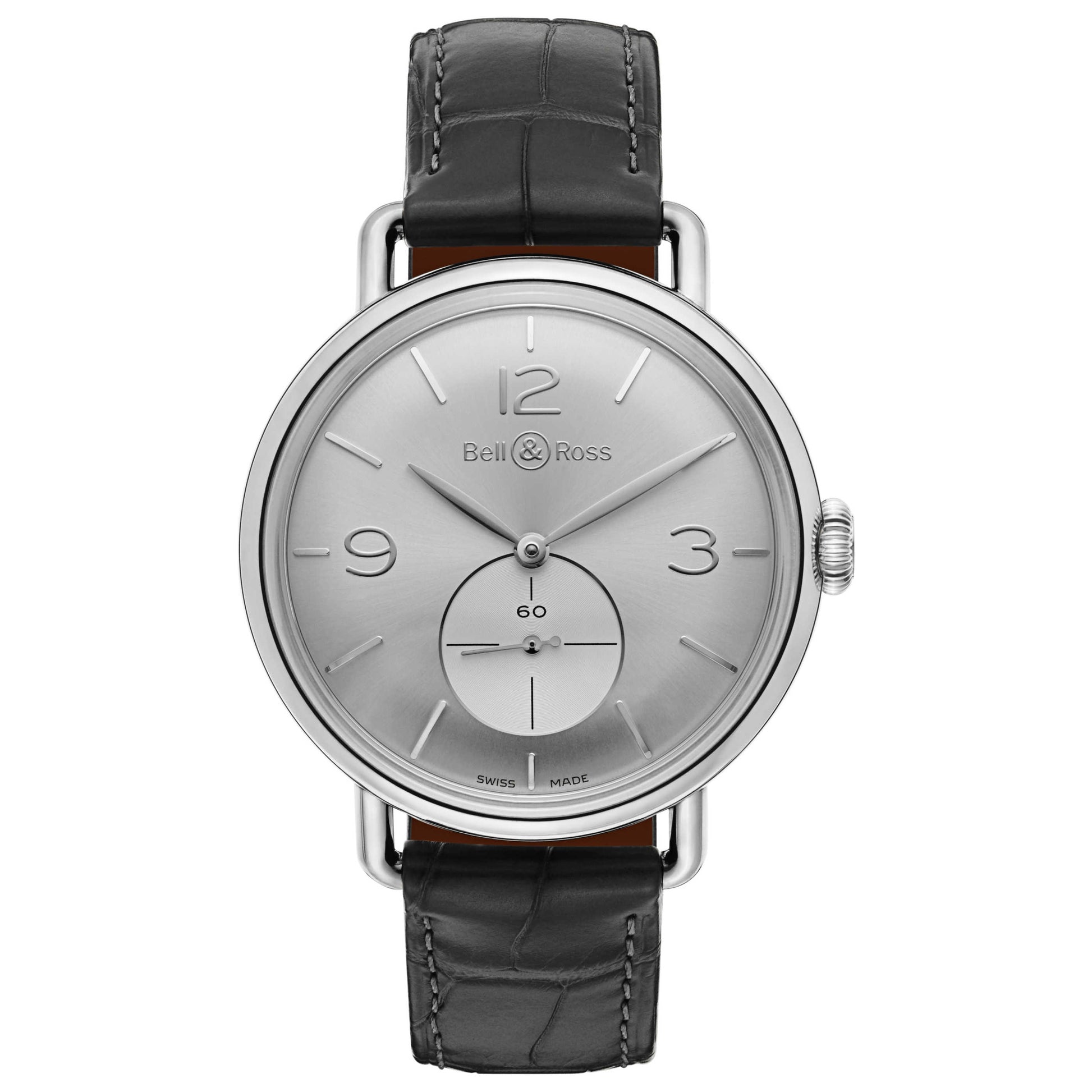 Front view of Bell & Ross WW1 Men's Manual-Wind Watch BRWW1-ME-AG-SI-SCR