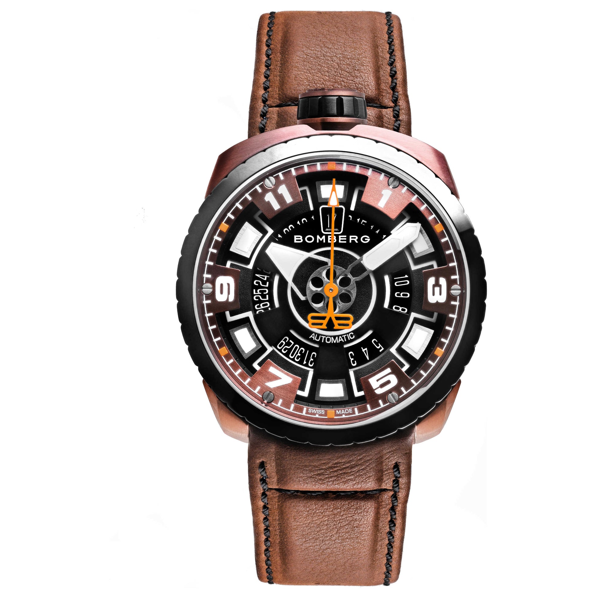 Front view of Bomberg Bolt-68 Men's Automatic Watch BS45APBRBA-045-2-3
