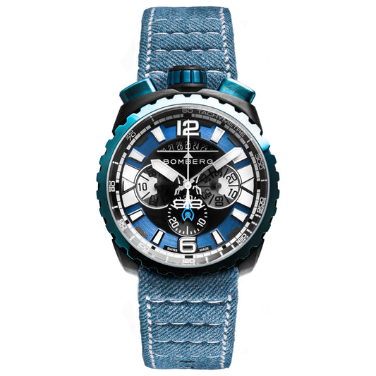 Front view of Bomberg Bolt-68 Men's Quartz Watch BS45CHPBLGM-050-3-3