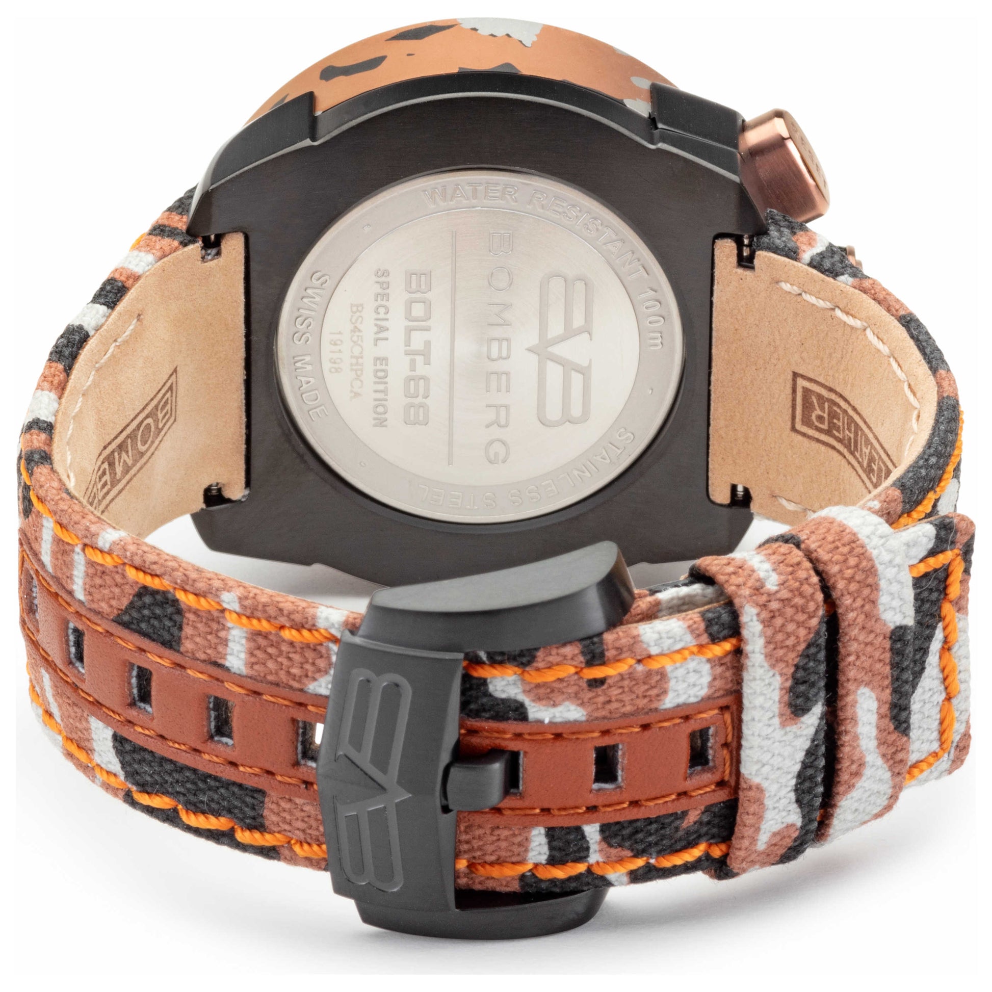 Back view of Bomberg Bolt-68 Men's Quartz Watch BS45CHPCA-047-3