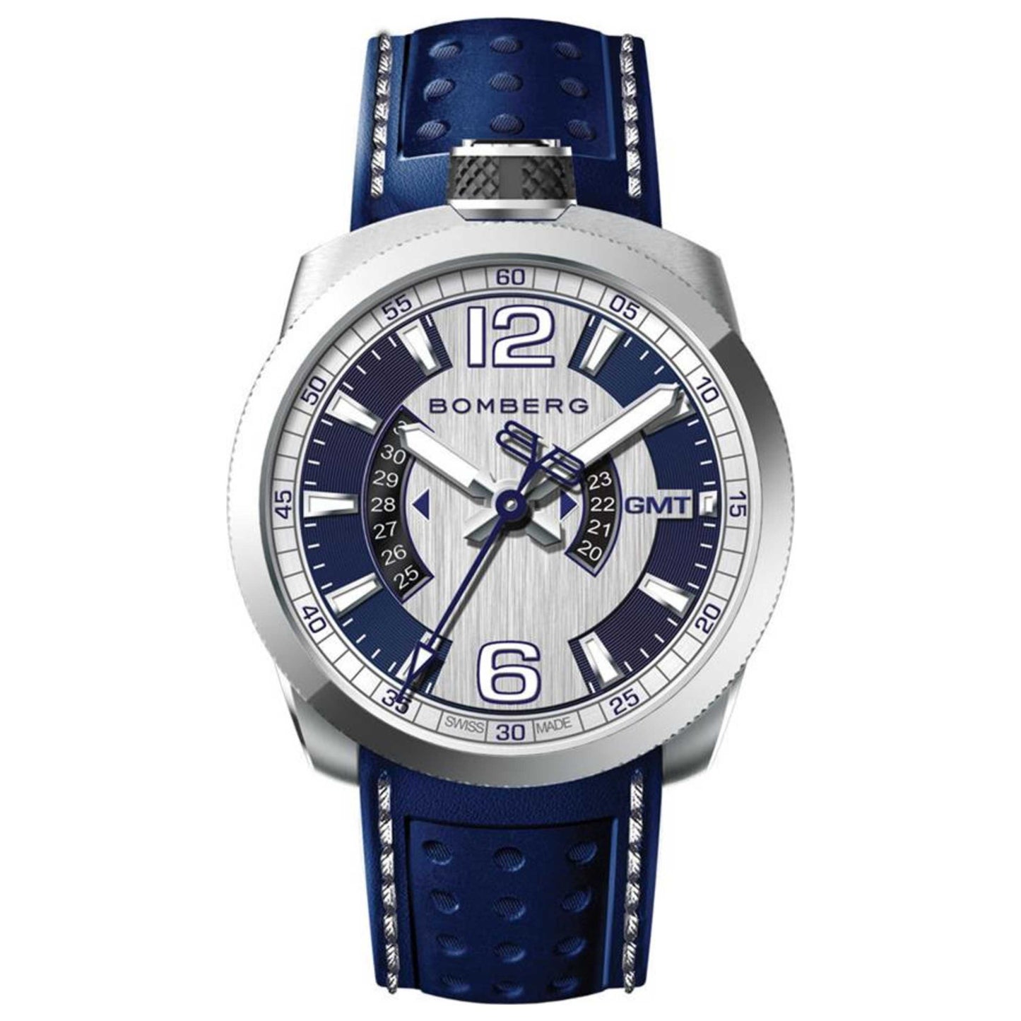 Front view of Bomberg Bolt-71 Men's Quartz Watch BS45GMTSS-002-3