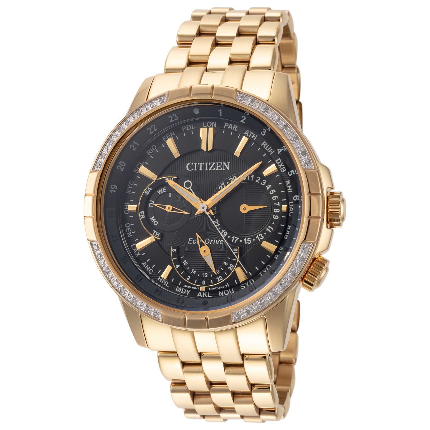 Front view of Citizen Calandrier Men's Solar Watch BU2082-56E