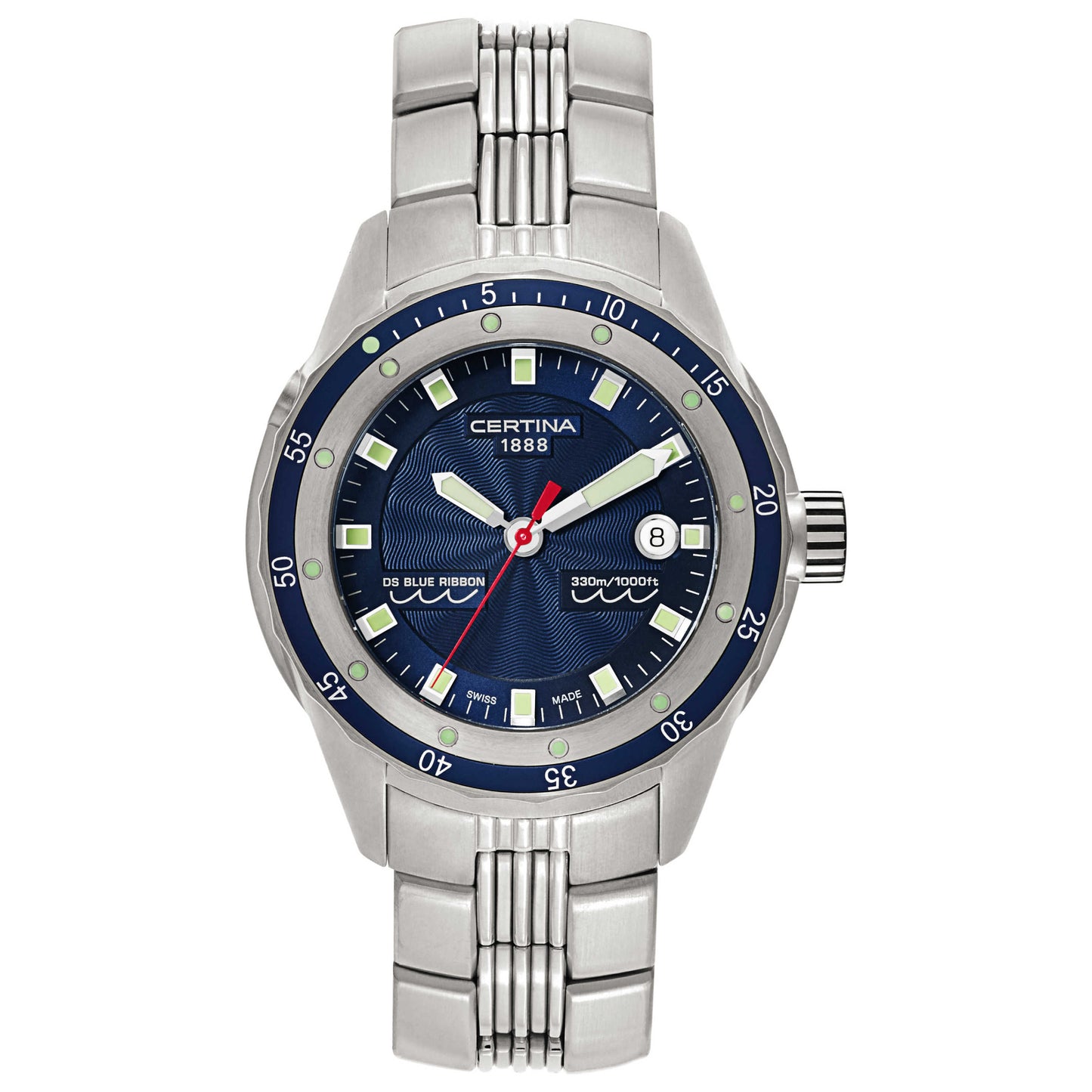 Front view of Certina DS Blue Ribbon Men's Swiss Quartz (Battery-Powered) Watch C007-410-11-041-00