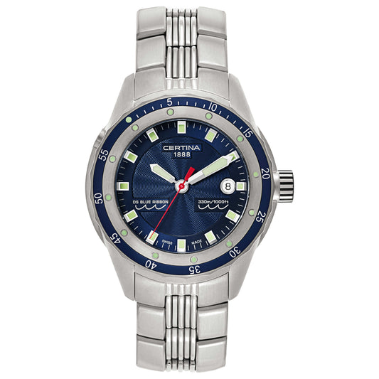Front view of Certina DS Blue Ribbon Men's Swiss Quartz (Battery-Powered) Watch C007-410-11-041-00