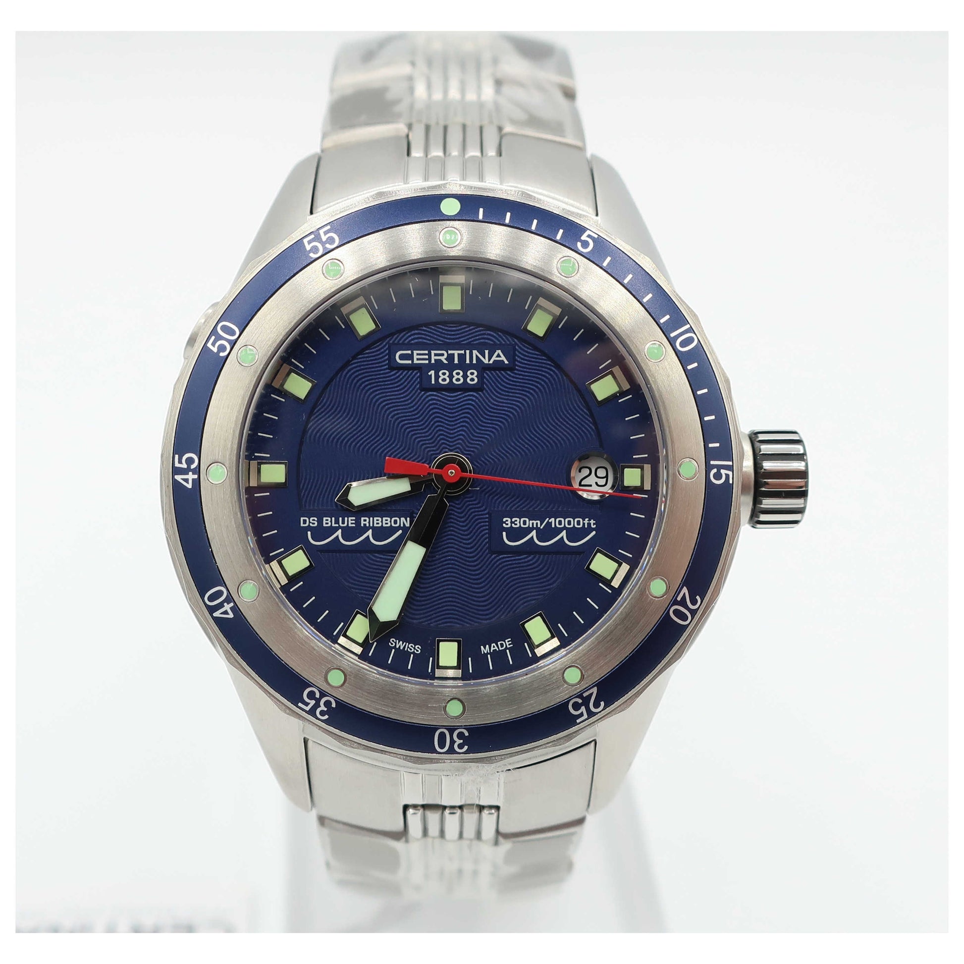 Front view of Certina DS Blue Ribbon Men's Swiss Quartz (Battery-Powered) Watch C007-410-11-04100-SD