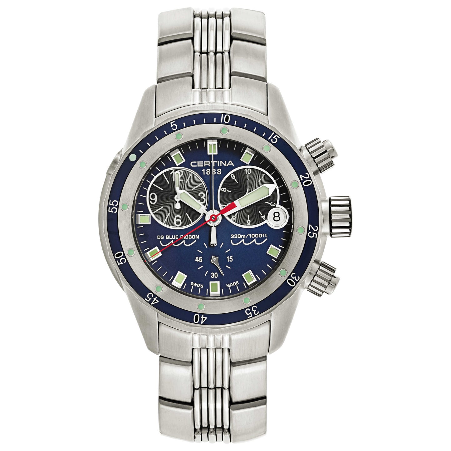 Front view of Certina DS Blue Ribbon Men's Swiss Quartz (Battery-Powered) Watch C007-417-11-041-00
