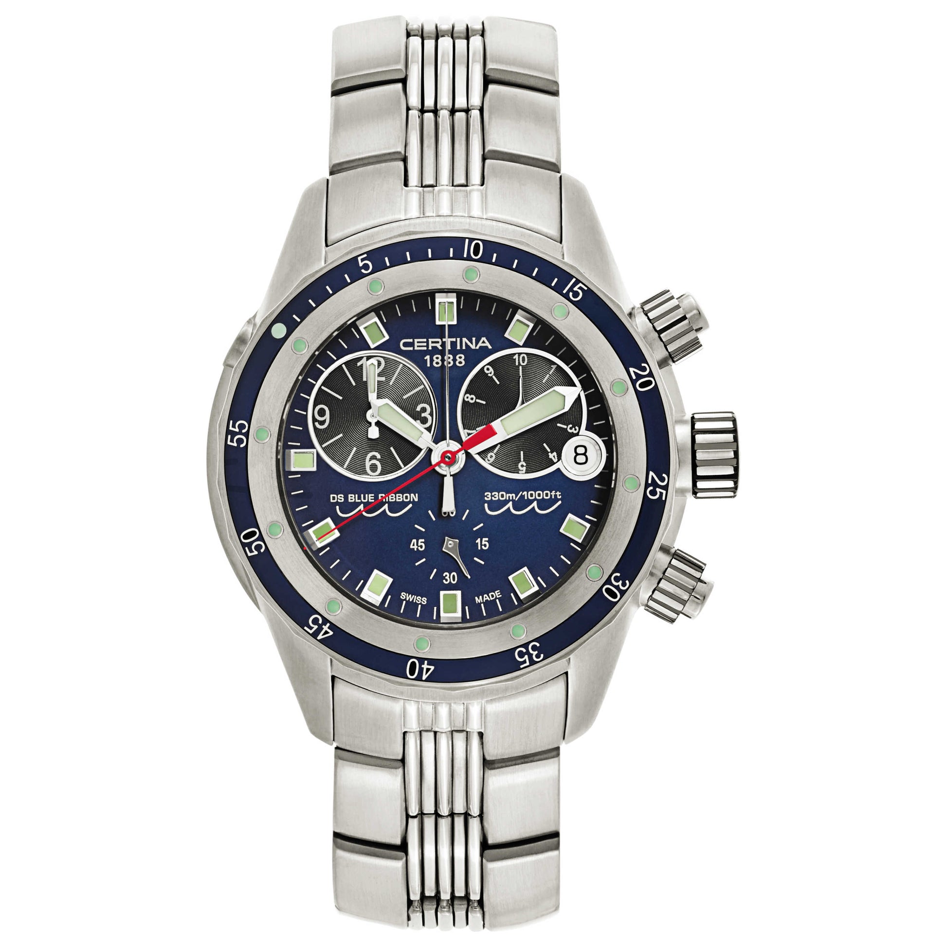 Front view of Certina DS Blue Ribbon Men's Swiss Quartz (Battery-Powered) Watch C007-417-11-041-00